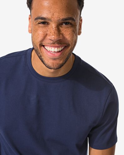 t-shirt homme coupe classique bleu fonc&eacute; bleu fonc&eacute; - 2190330DARKBLUE - HEMA