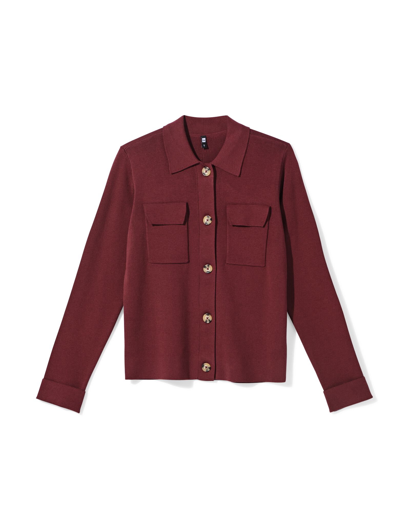 damesvest fijngebreid katoen bordeauxrood bordeauxrood - 36214460BURGUNDYRED - HEMA
