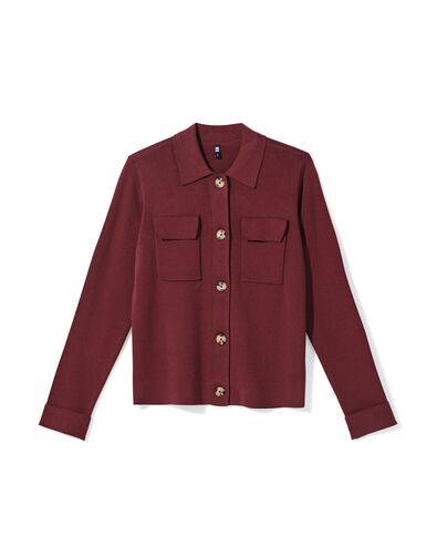 damesvest fijngebreid katoen bordeauxrood bordeauxrood - 36214460BURGUNDYRED - HEMA