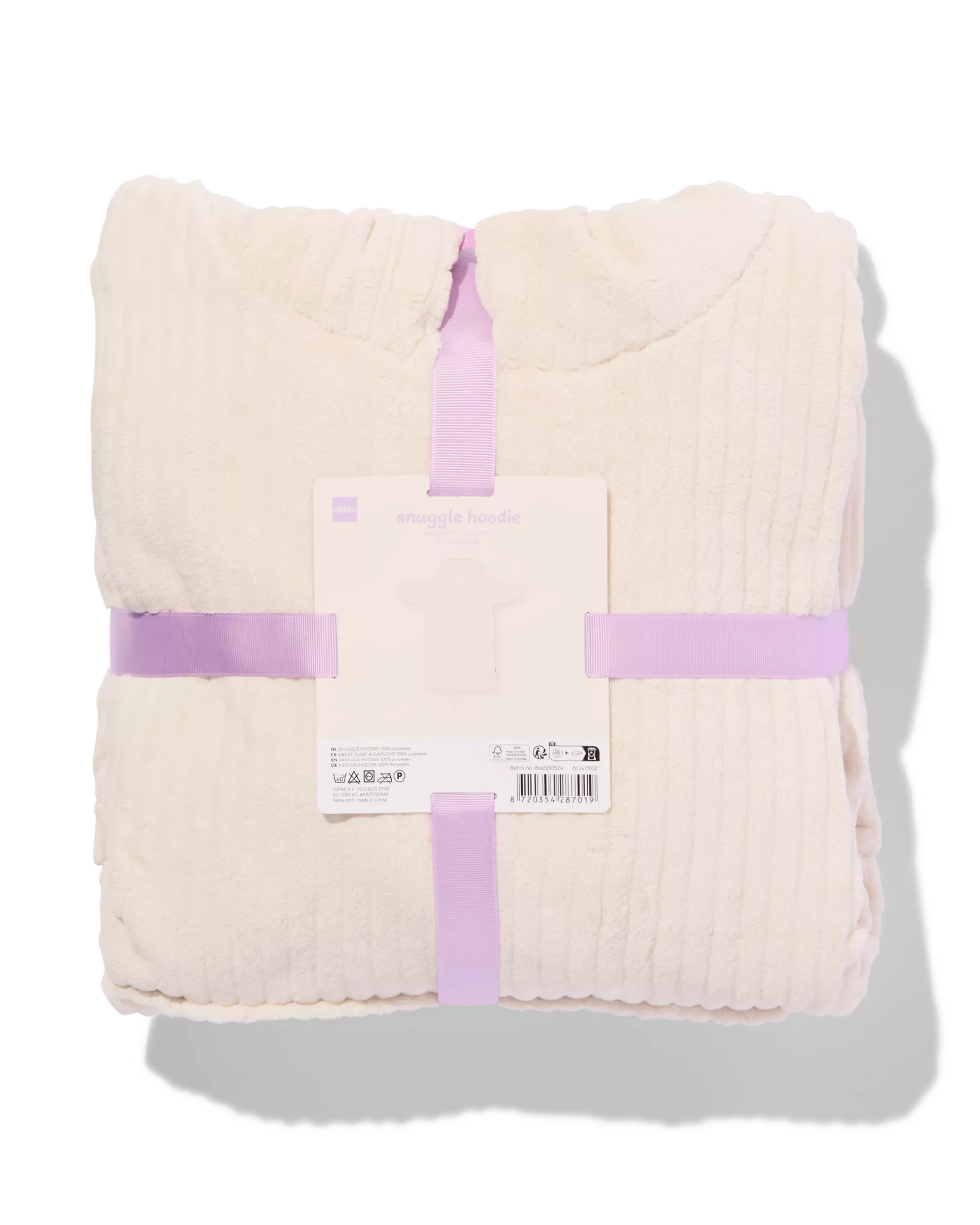 Damen-Kuschelhoodie aus Teddystoff, cremefarben