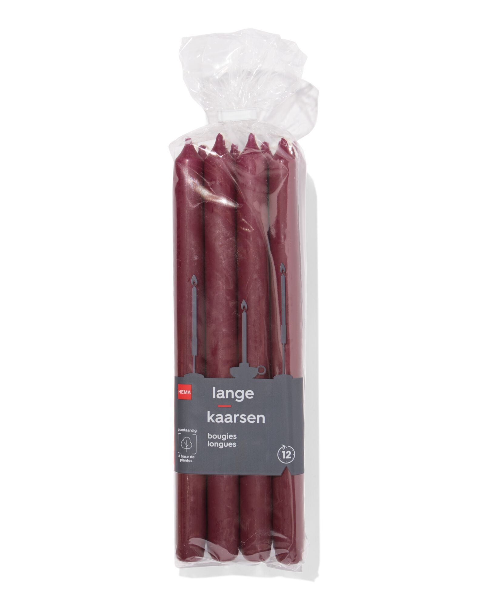 Lange Haushaltskerze, &Oslash; 2,2 &times; 29 cm, Aubergine &ndash; 12 St&uuml;ck aubergine 2,2 x 29 - 13504056 - HEMA