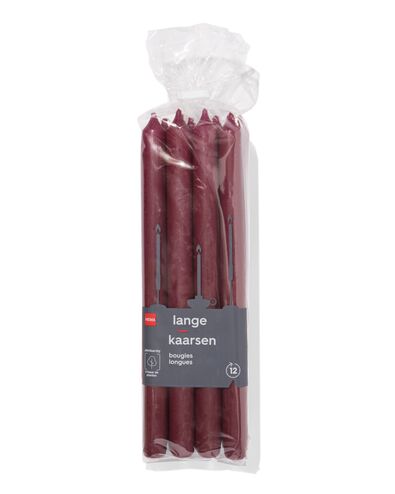 Lange Haushaltskerze, &Oslash; 2,2 &times; 29 cm, Aubergine &ndash; 12 St&uuml;ck aubergine 2,2 x 29 - 13504056 - HEMA