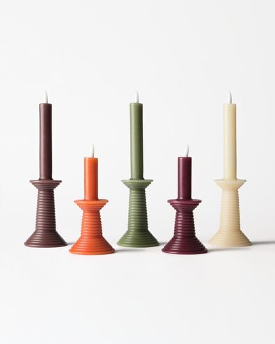 LED-Formkerze, Kerzenst&auml;nder, ⌀ 7,6 &times; 18 cm, rustikal, Dunkelorange - 13550221 - HEMA
