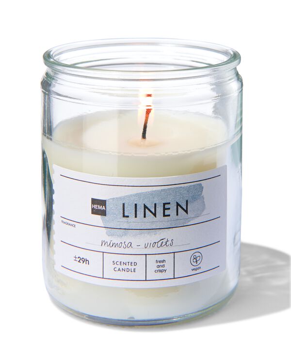 geurkaars in glas &Oslash;6.5 linen - 13502452 - HEMA