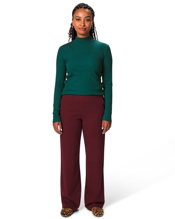 damesbroek regular fit rustiek bordeauxrood bordeauxrood - 36307390BURGUNDYRED - HEMA
