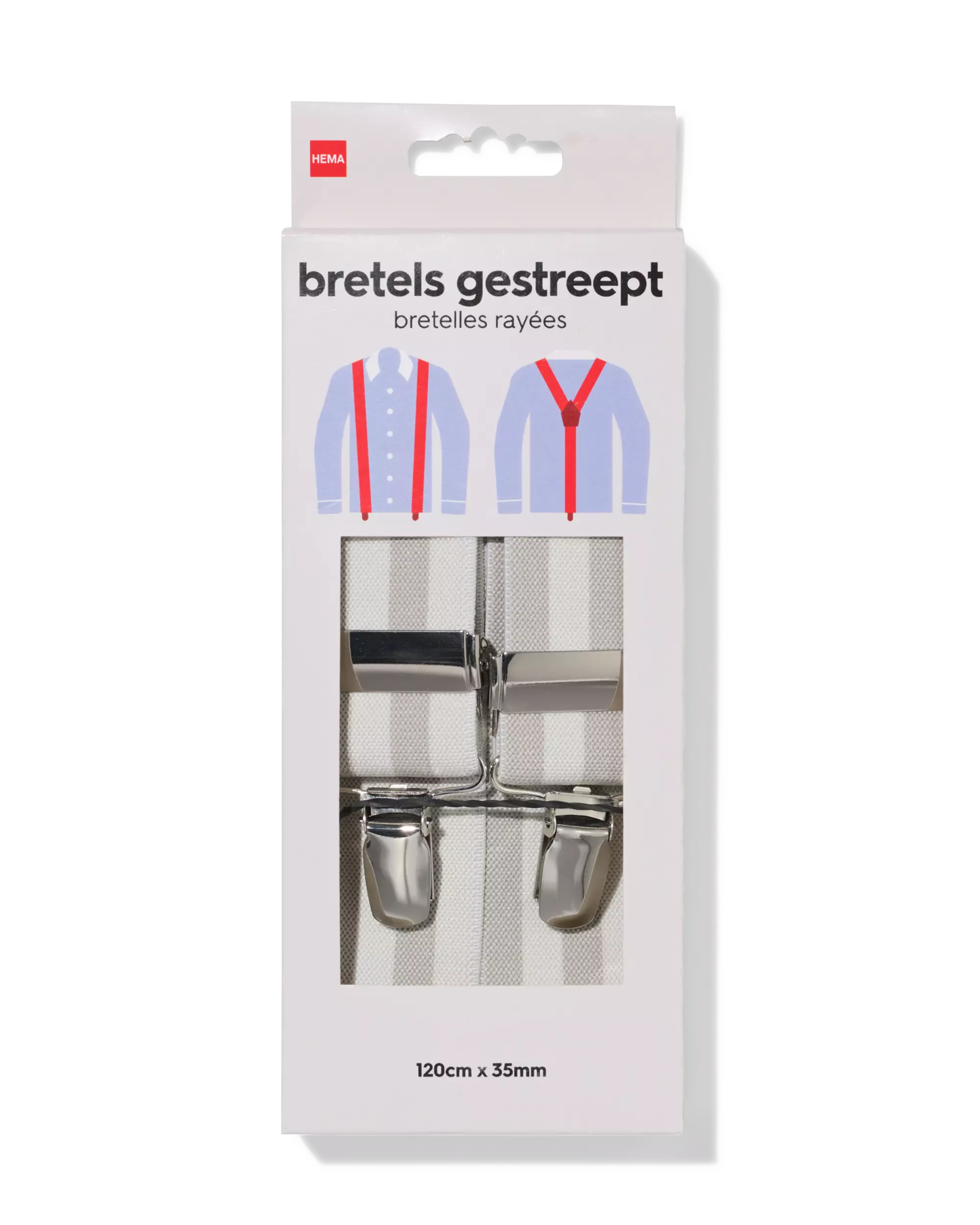 Hosenträger im 3-Punkt-Modell, gestreift, grau