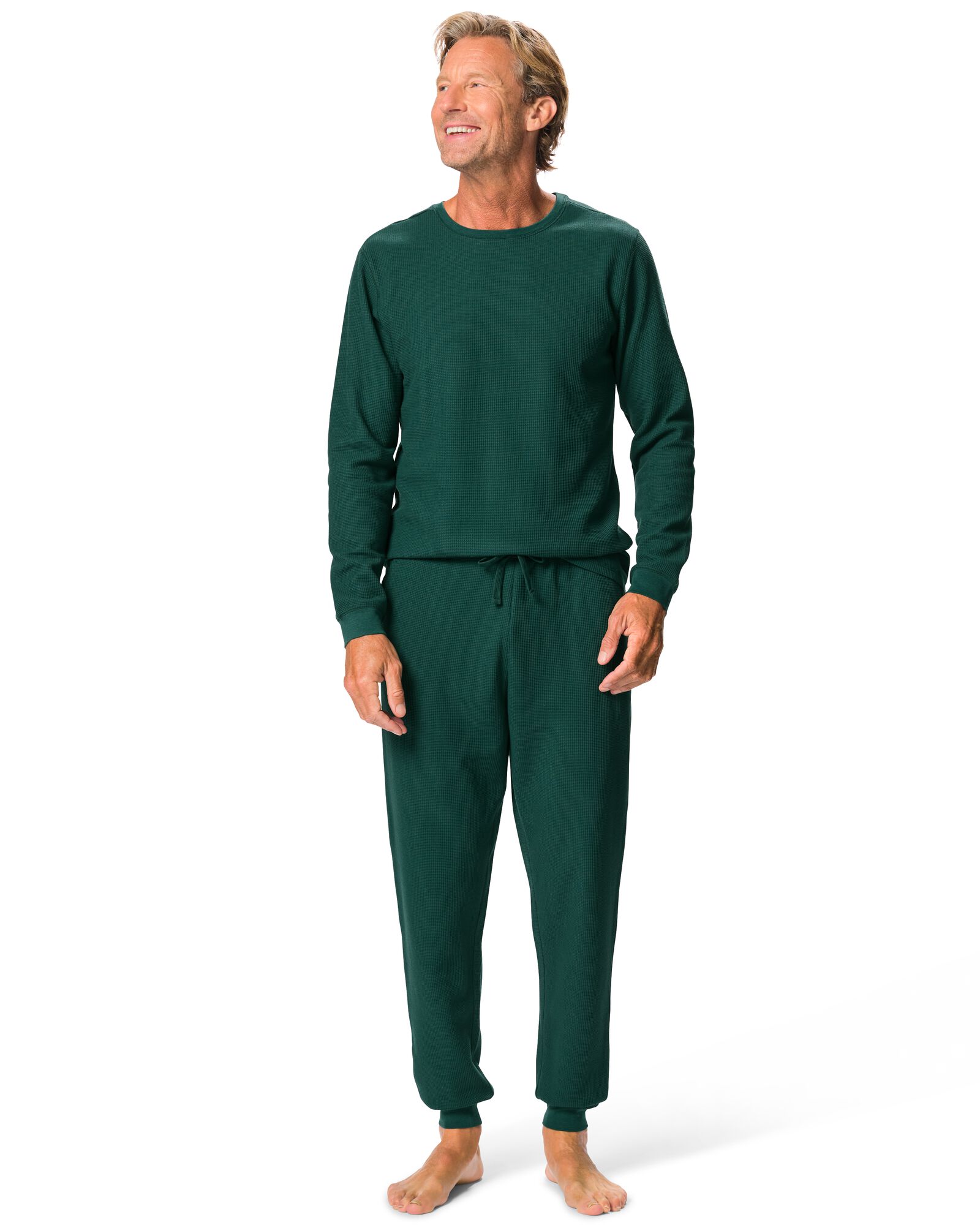 Herrenpyjama Jules, Waffelstruktur dunkelgr&uuml;n dunkelgr&uuml;n - 23610510DARKGREEN - HEMA