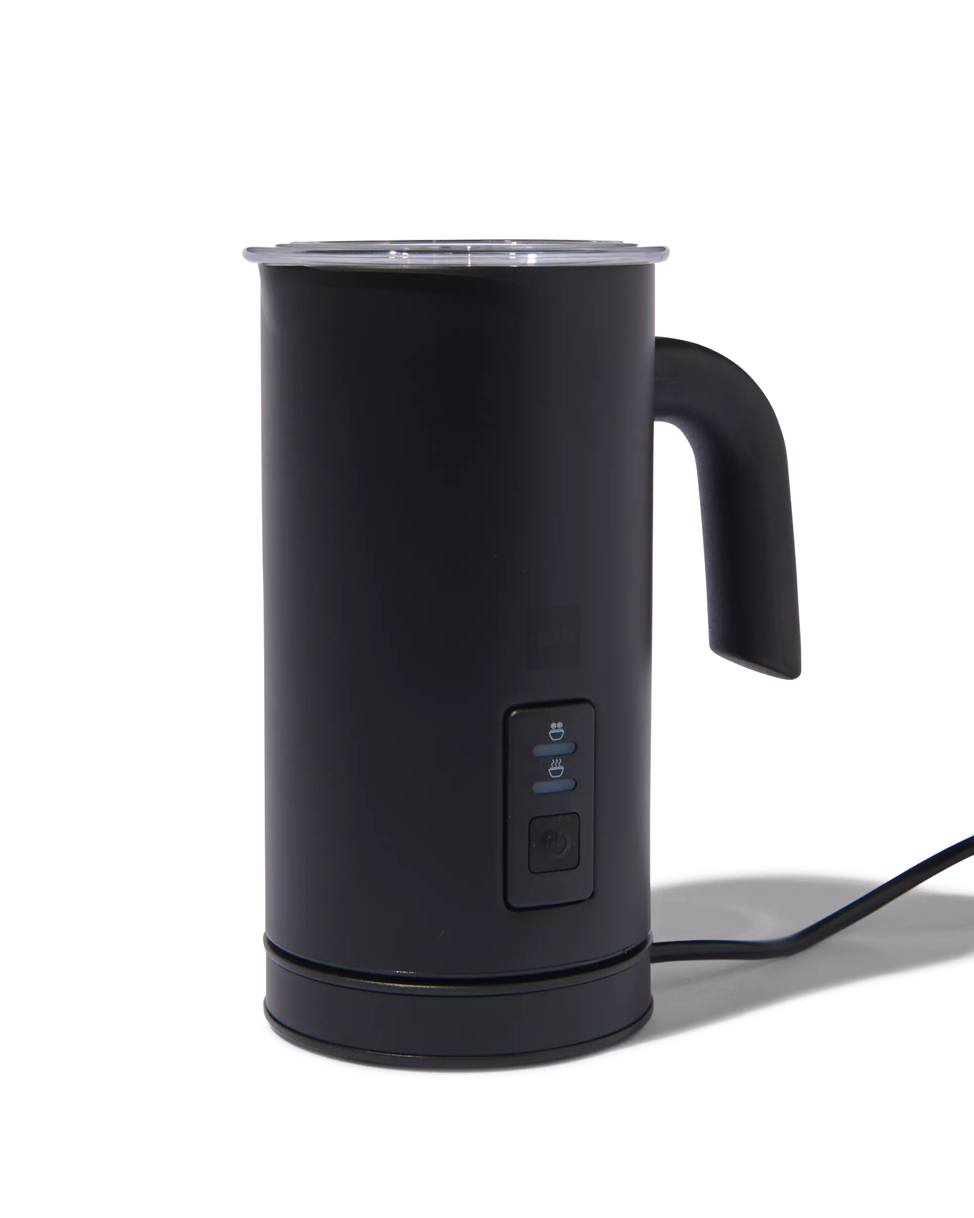 Milchaufschäumer 150ml schwarz mit Griff und transparentem Deckel