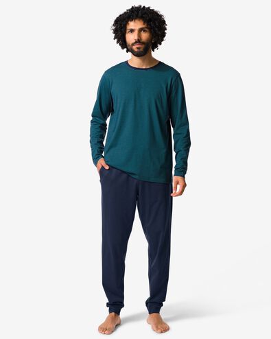 pyjama homme Jesse jersey rayures bleu fonc&eacute; - 23686660DARKBLUE - HEMA