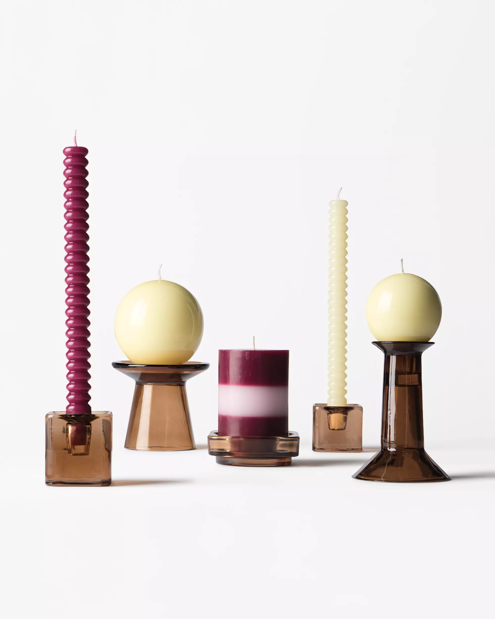 plateau à bougies ⌀9 x 3 cm Zwier verre marron
