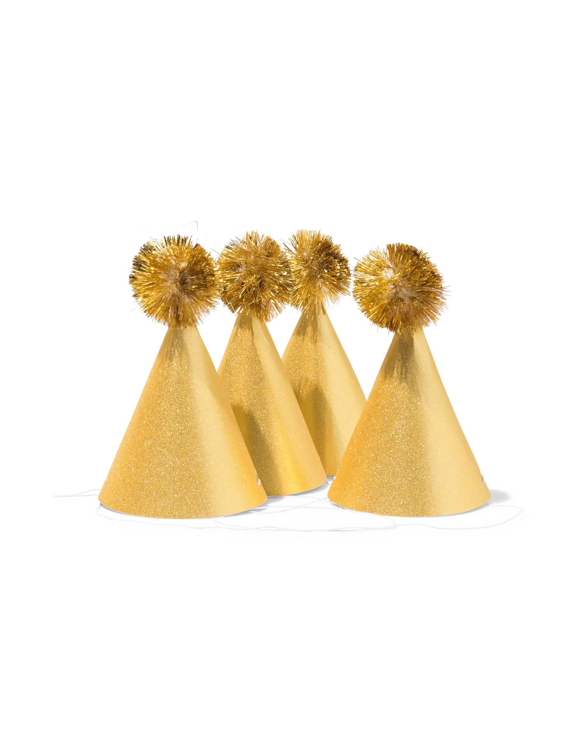 feesthoedjes pompon goud - 4 stuks