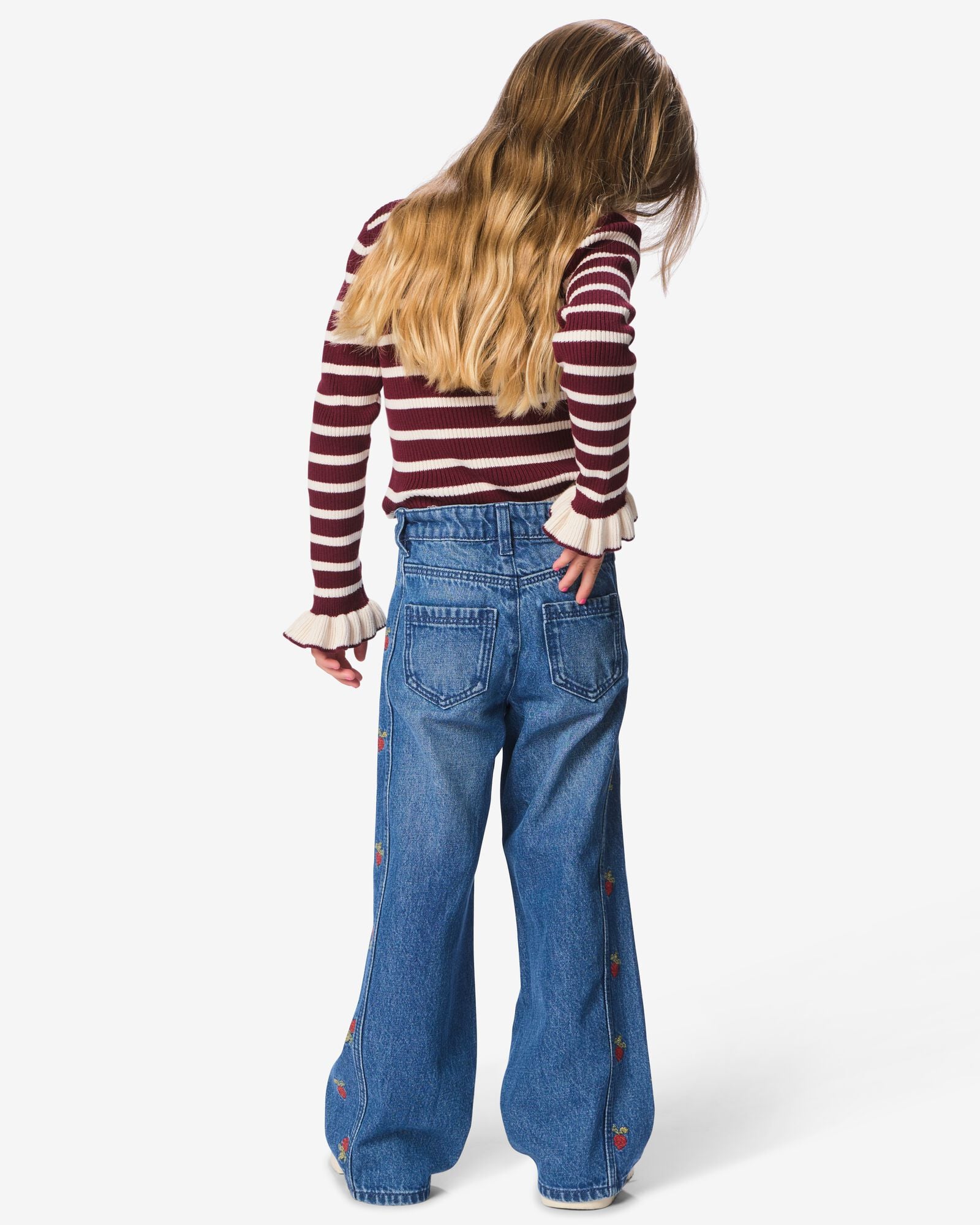 kinderjeans wide fit radijs middenblauw middenblauw - 30879131MIDBLUE - HEMA