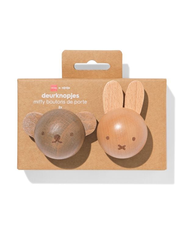 poign&eacute;es de porte miffy 6 x 5 x 7 cm bois - lot de 2 - 60410307 - HEMA