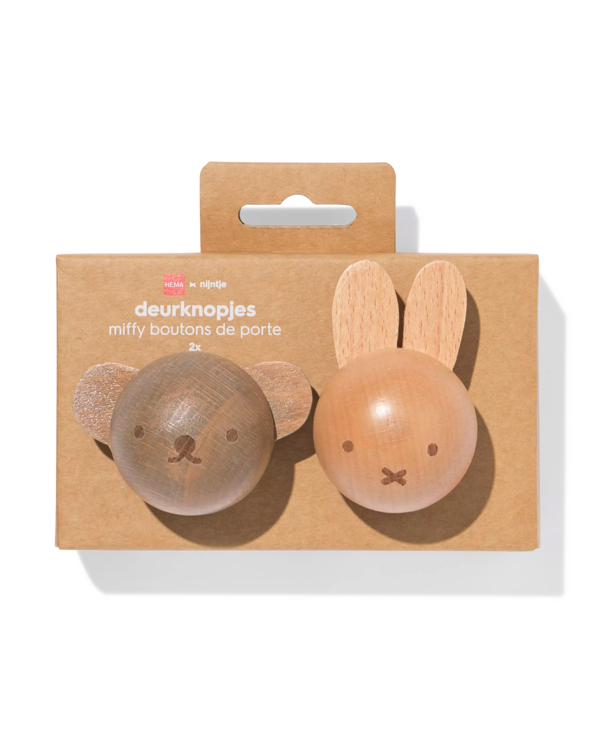poignées de porte miffy 6 x 5 x 7 cm bois - lot de 2
