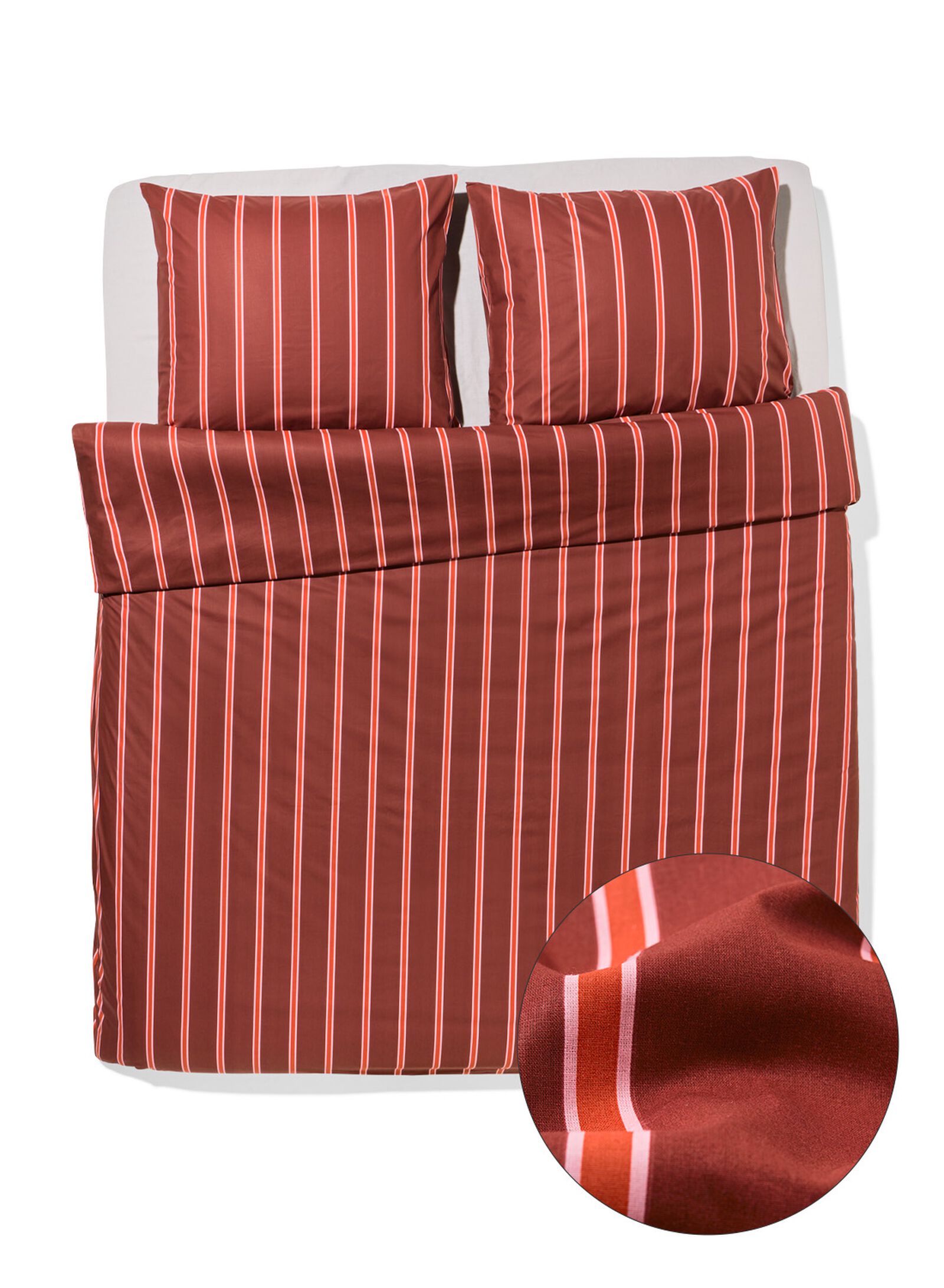 housse de couette 200x200/220cm coton doux ray&eacute; marron - 5720196 - HEMA