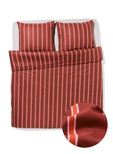 housse de couette 200x200/220cm coton doux ray&eacute; marron - 5720196 - HEMA