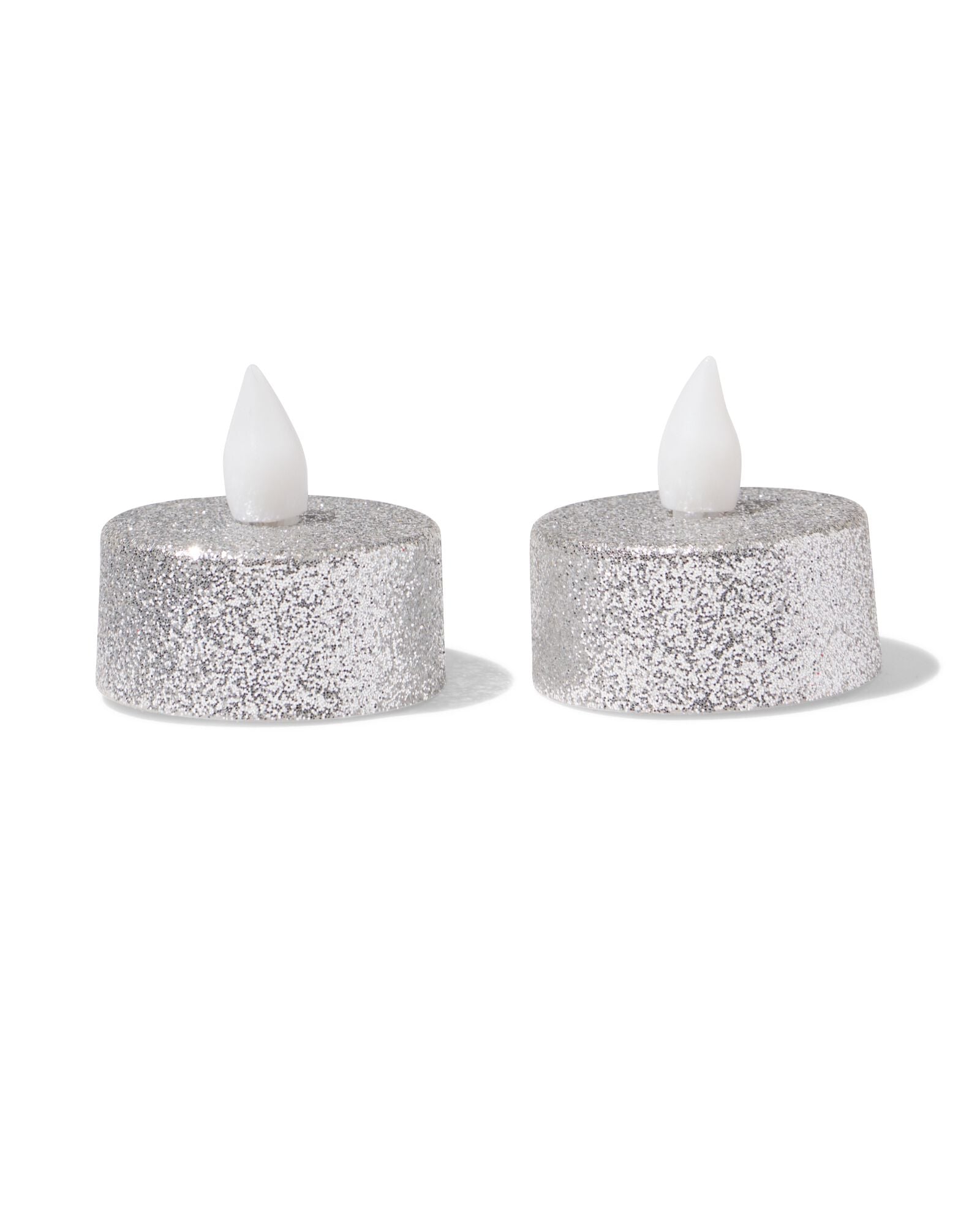 bougies chauffe-plat led ⌀3,8 x 3,6 cm paillet&eacute;es argent&eacute;es - lot de 2 - 25500178 - HEMA
