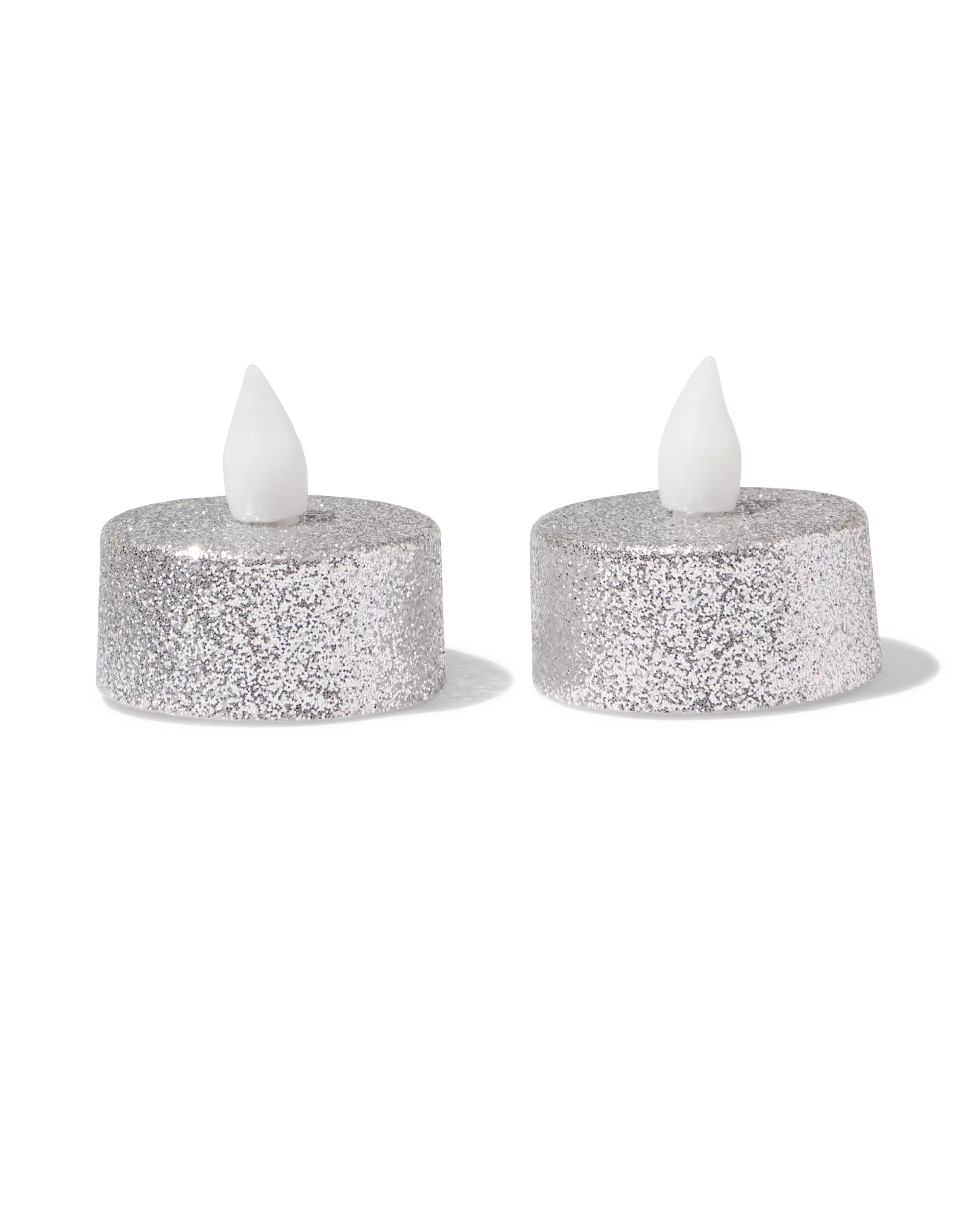 bougies chauffe-plat led ⌀3,8 x 3,6 cm pailletées argentées - lot de 2