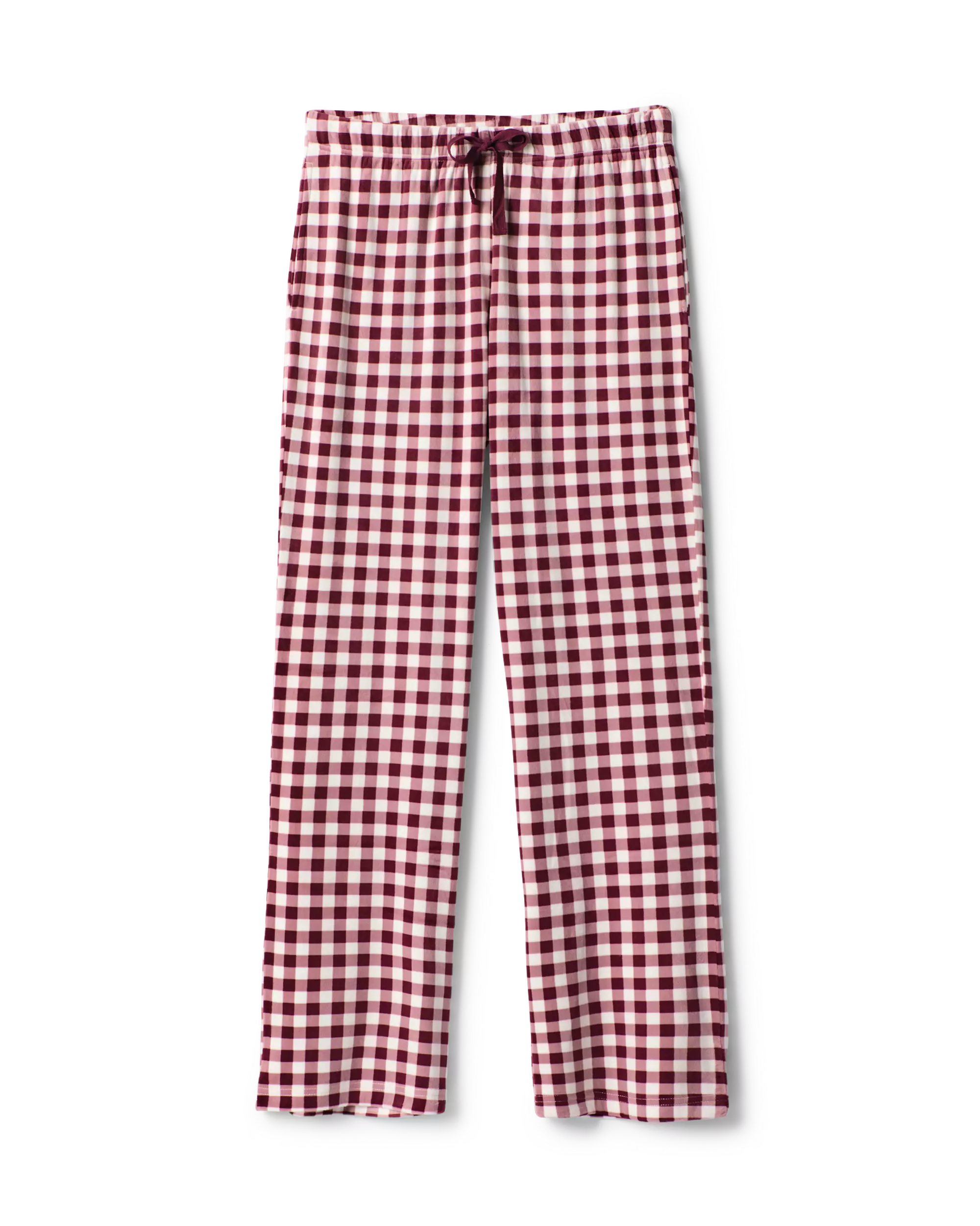 Damen-Pyjamahose, Velours, kariert
