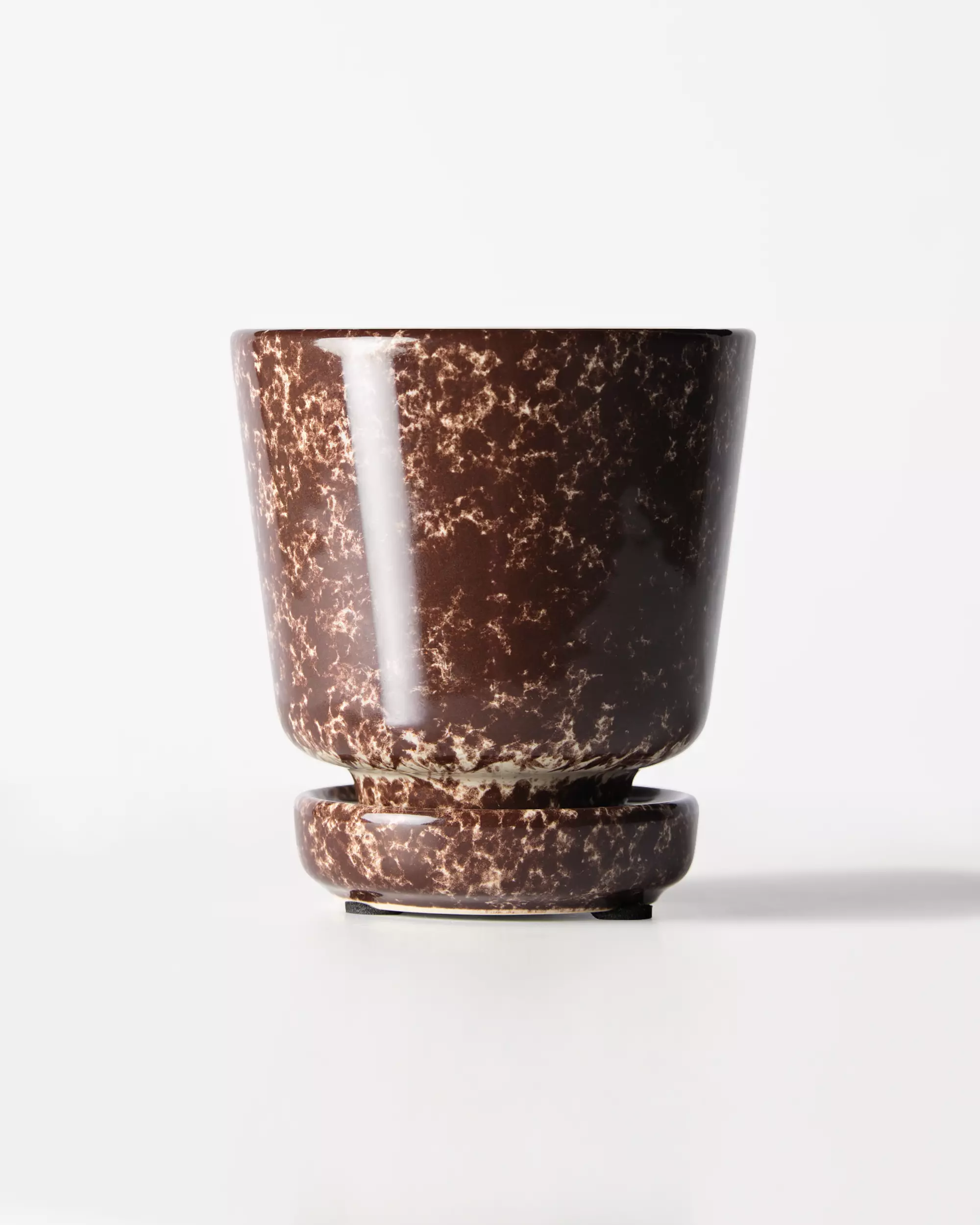 cache-pot ⌀8x8 cm céramique moucheté marron