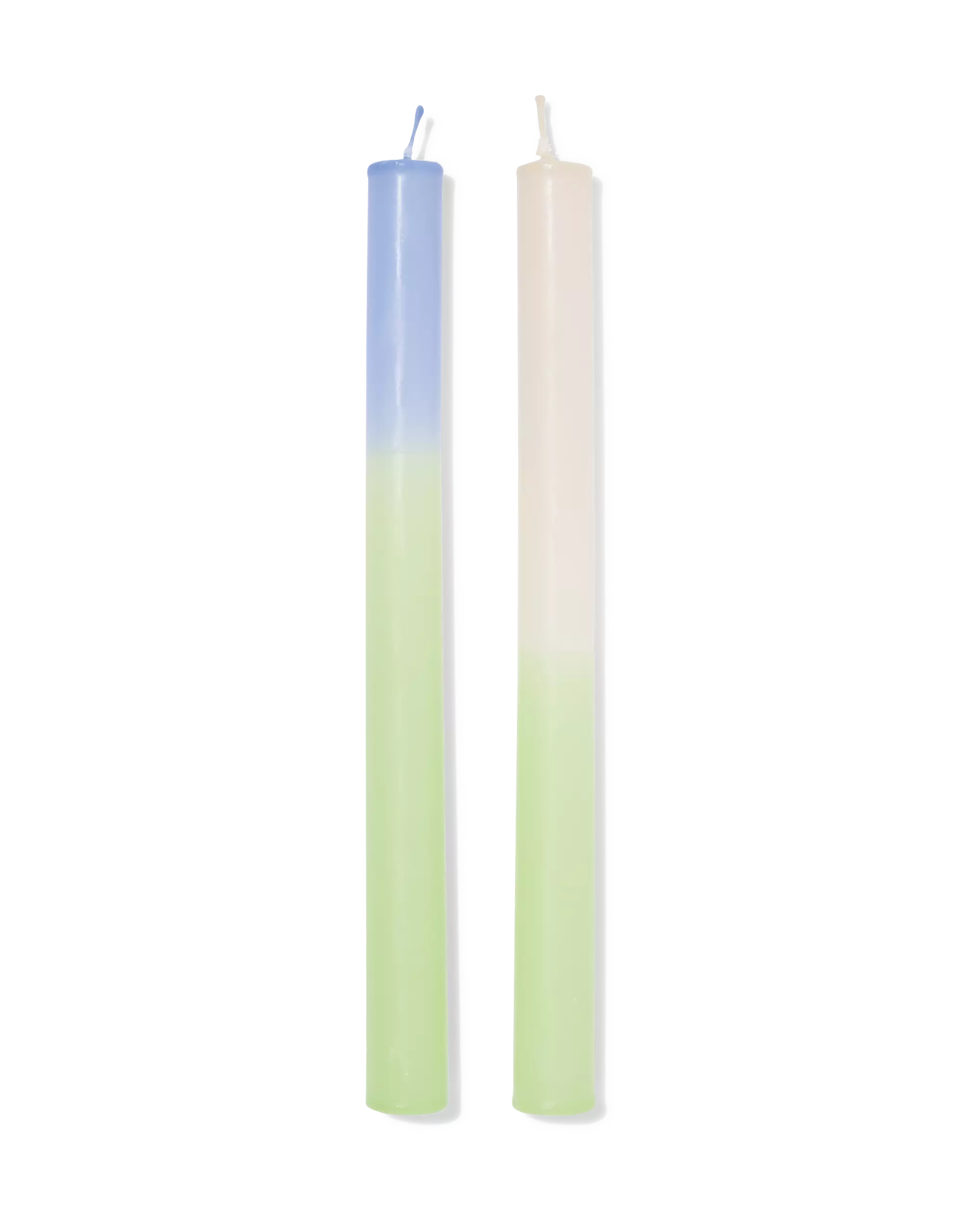 bougies longues ⌀2,2x25cm dégradé bleu-vert- 2 pièces