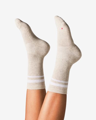 chaussettes sport femme rayures - 2 paires beige beige - 4420160BEIGE - HEMA
