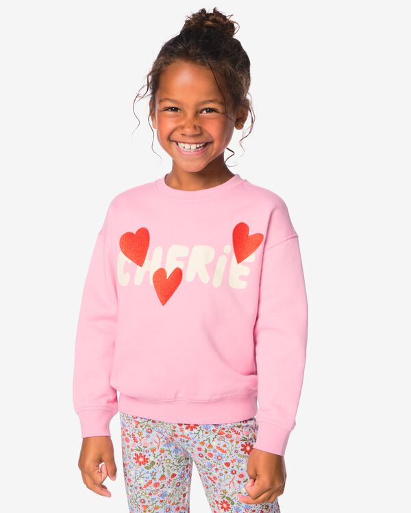 kindertrui sweatstof hartjes roze roze - 30866505PINK - HEMA