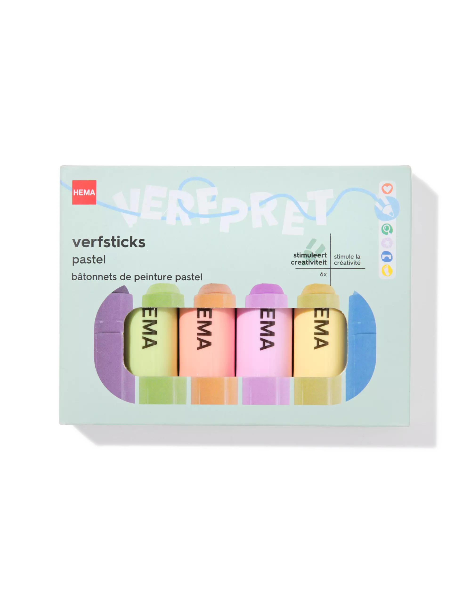 verfsticks pastel - 6 stuks