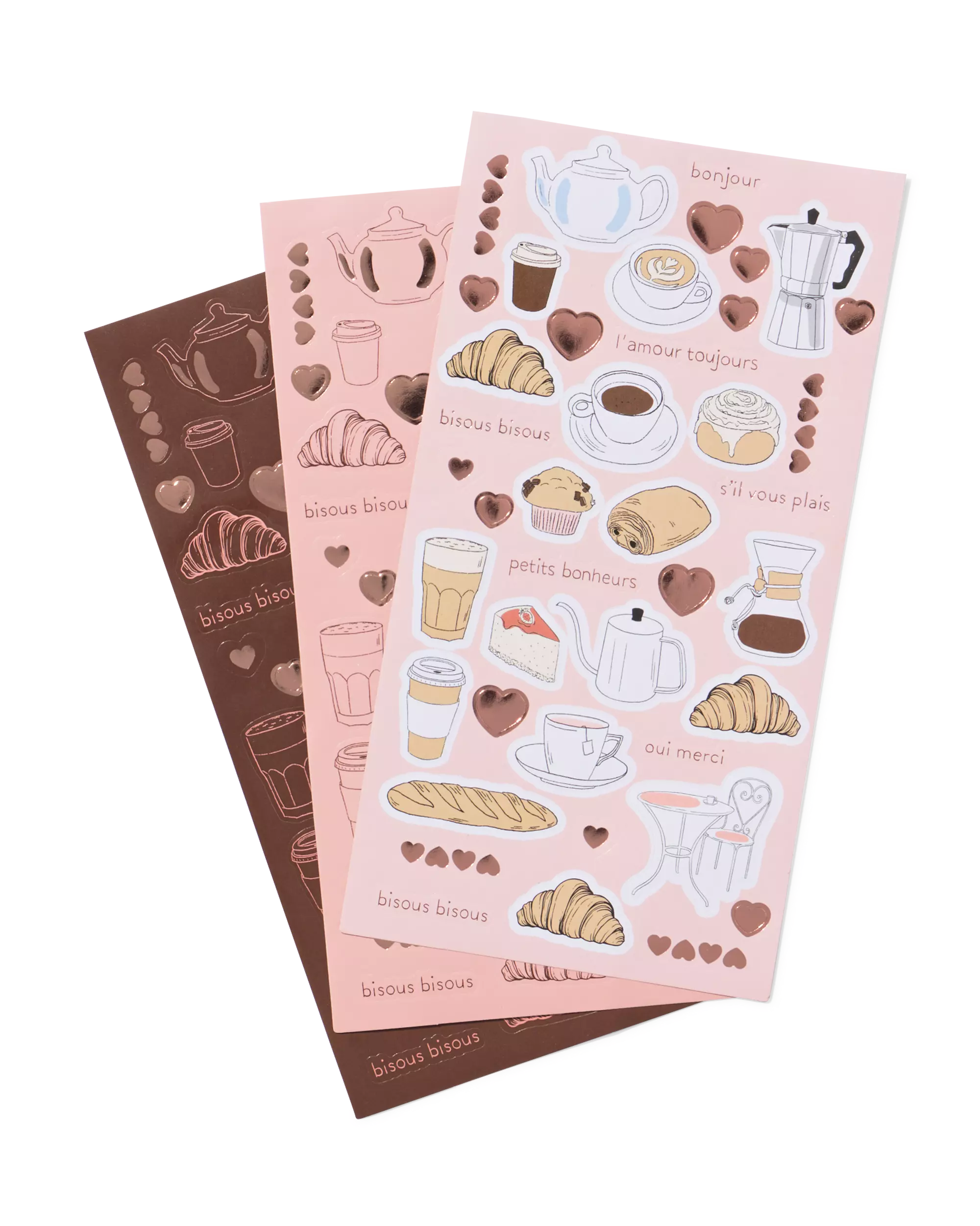 feuilles d'autocollants café et petit-déjeuner - lot de 3