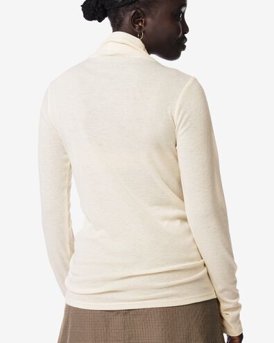 dames T-shirt Lora fijngebreid gerecycled polyester gebroken wit gebroken wit - 36214330OFFWHITE - HEMA