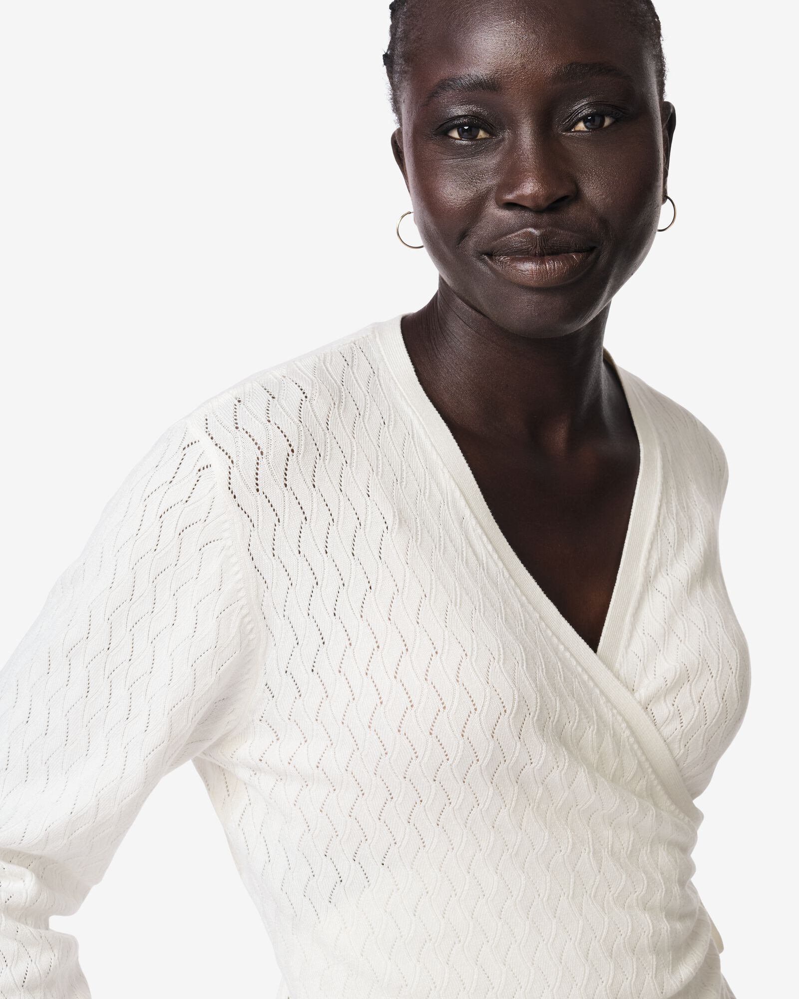 cardigan femme Fally ajour&eacute; blanc - 36251440WHITE - HEMA