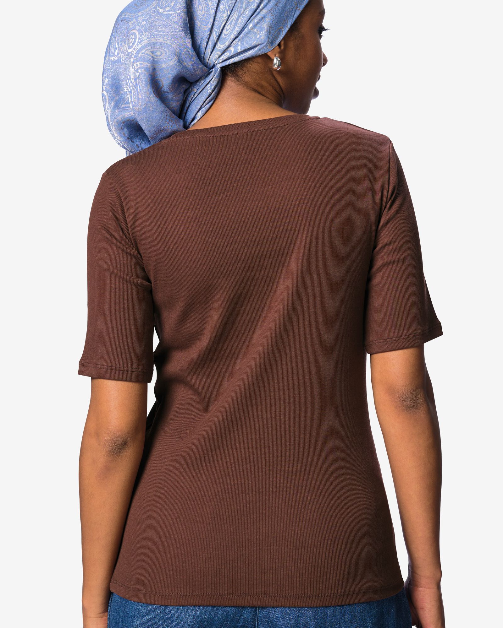 t-shirt femme Clara c&ocirc;tel&eacute; marron - 36305790BROWN - HEMA