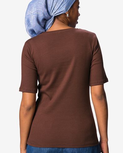 t-shirt femme Clara c&ocirc;tel&eacute; marron - 36305790BROWN - HEMA