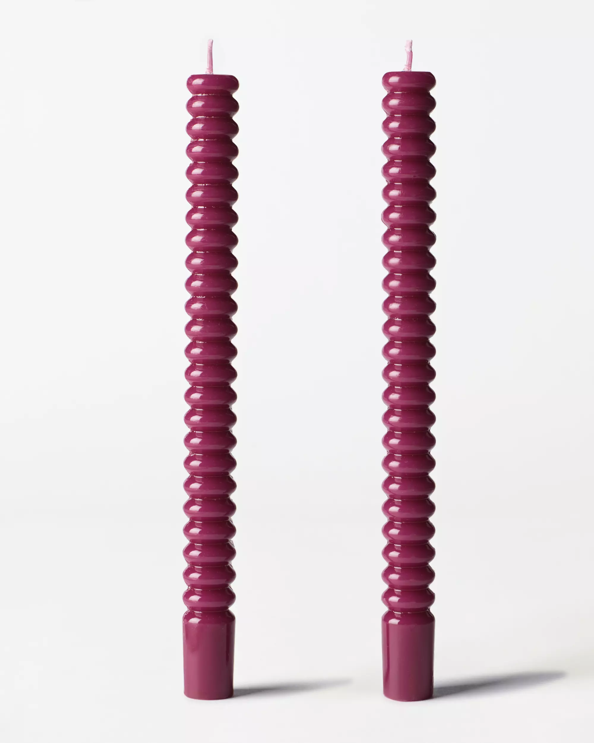 bougies longues ⌀2,2 x 25 cm texturée aubergine - lot de 2