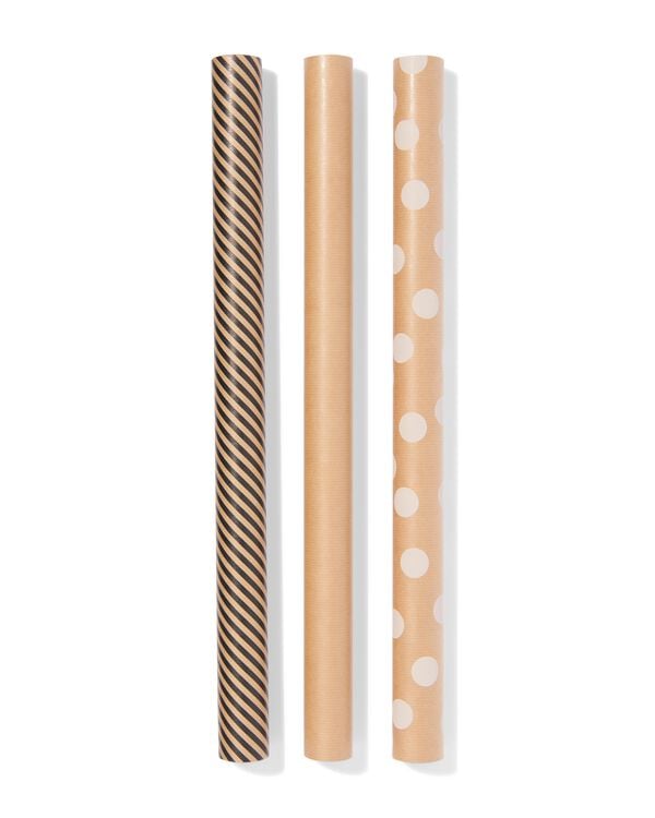 papier cadeau kraft - 3 pi&egrave;ces - 14701183 - HEMA