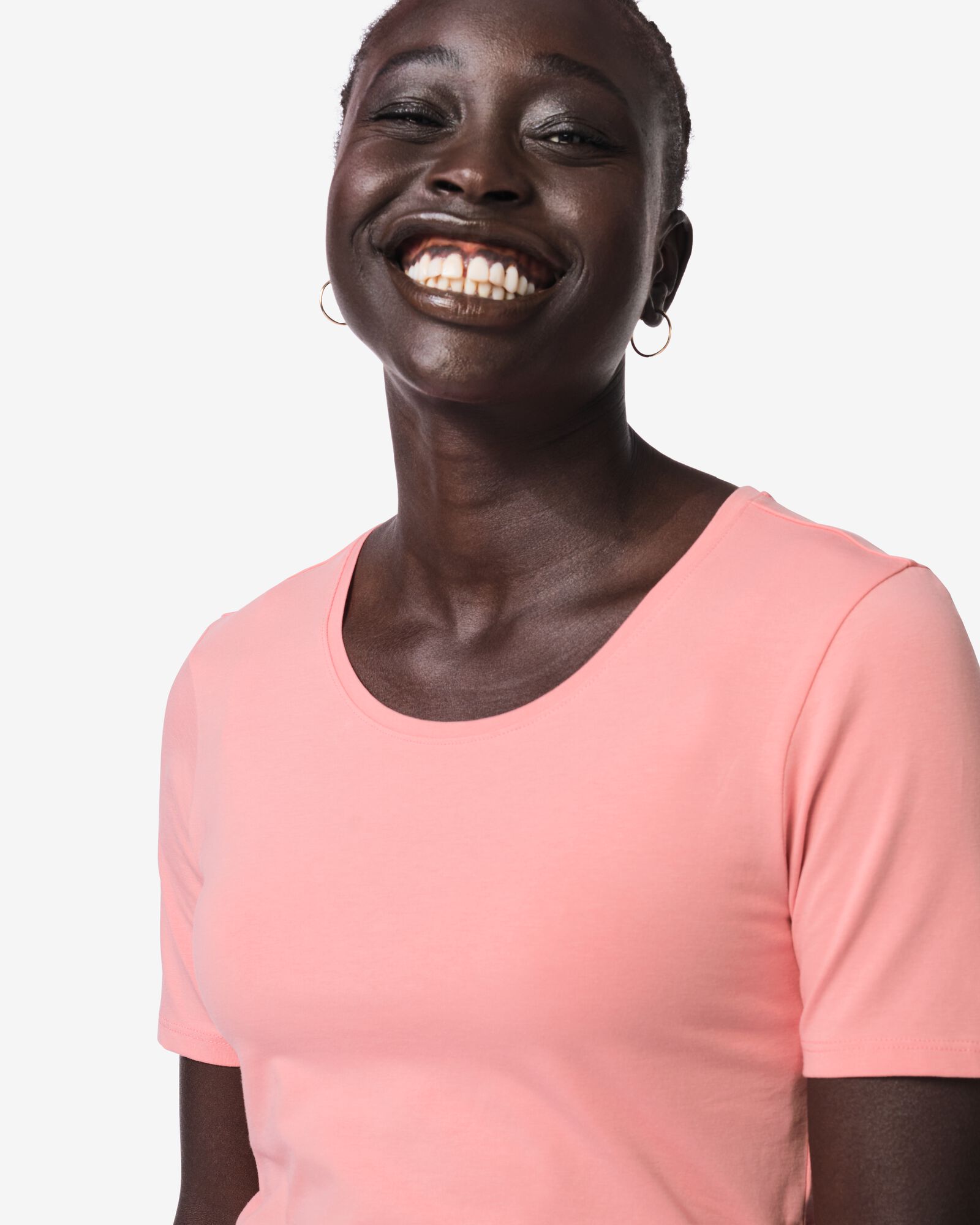 t-shirt femme jersey slim fit col en o rose rose - 36305570PINK - HEMA