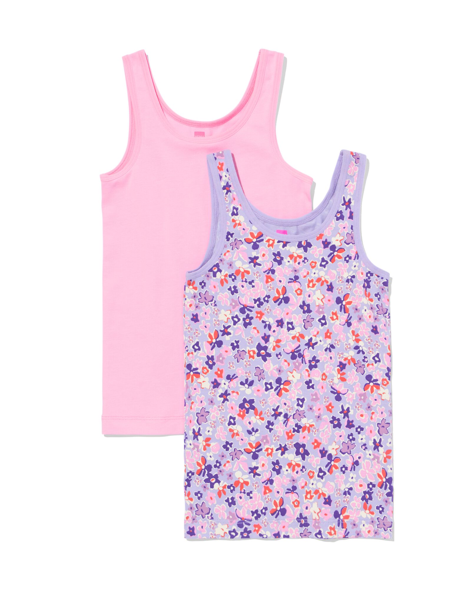 kinderhemden stretch katoen bloemen - 2 stuks roze - 19300440PINK - HEMA