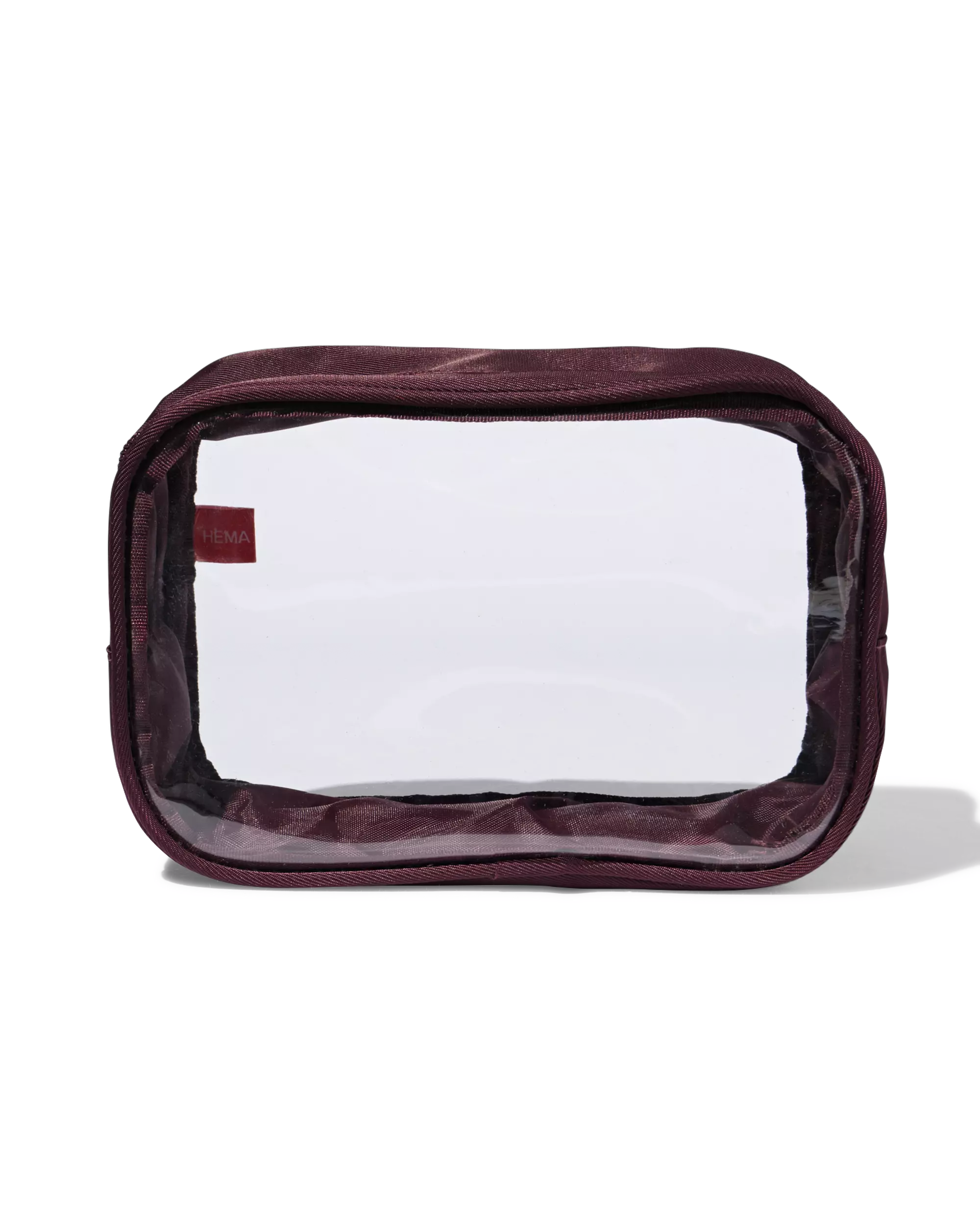 toilettas 12x18cm transparant bordeaux