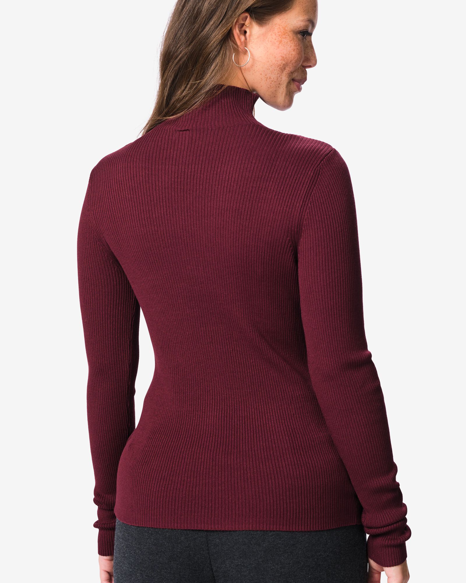 damestrui rib bordeauxrood bordeauxrood - 36214840BURGUNDYRED - HEMA
