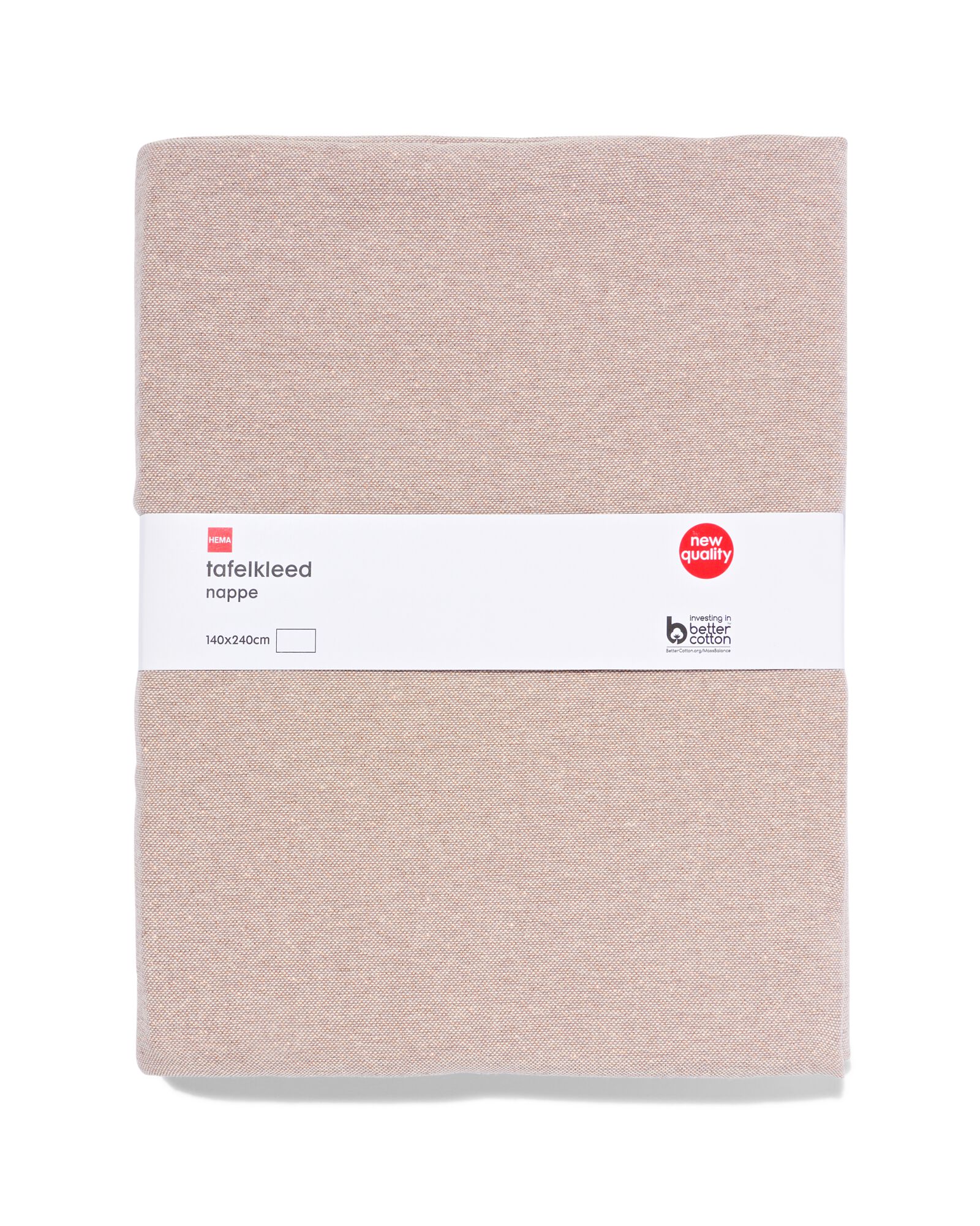 tafelkleed chambray katoen beige/goud 140x240 - 5300299 - HEMA