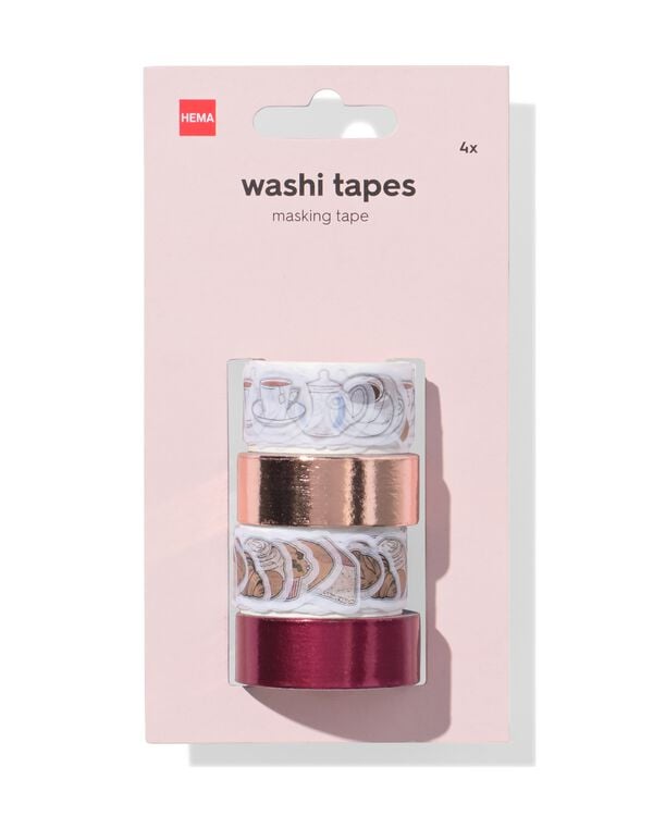 Washi Tape, 5 m &times; 1,5 cm &ndash; 4 St&uuml;ck - 14102033 - HEMA