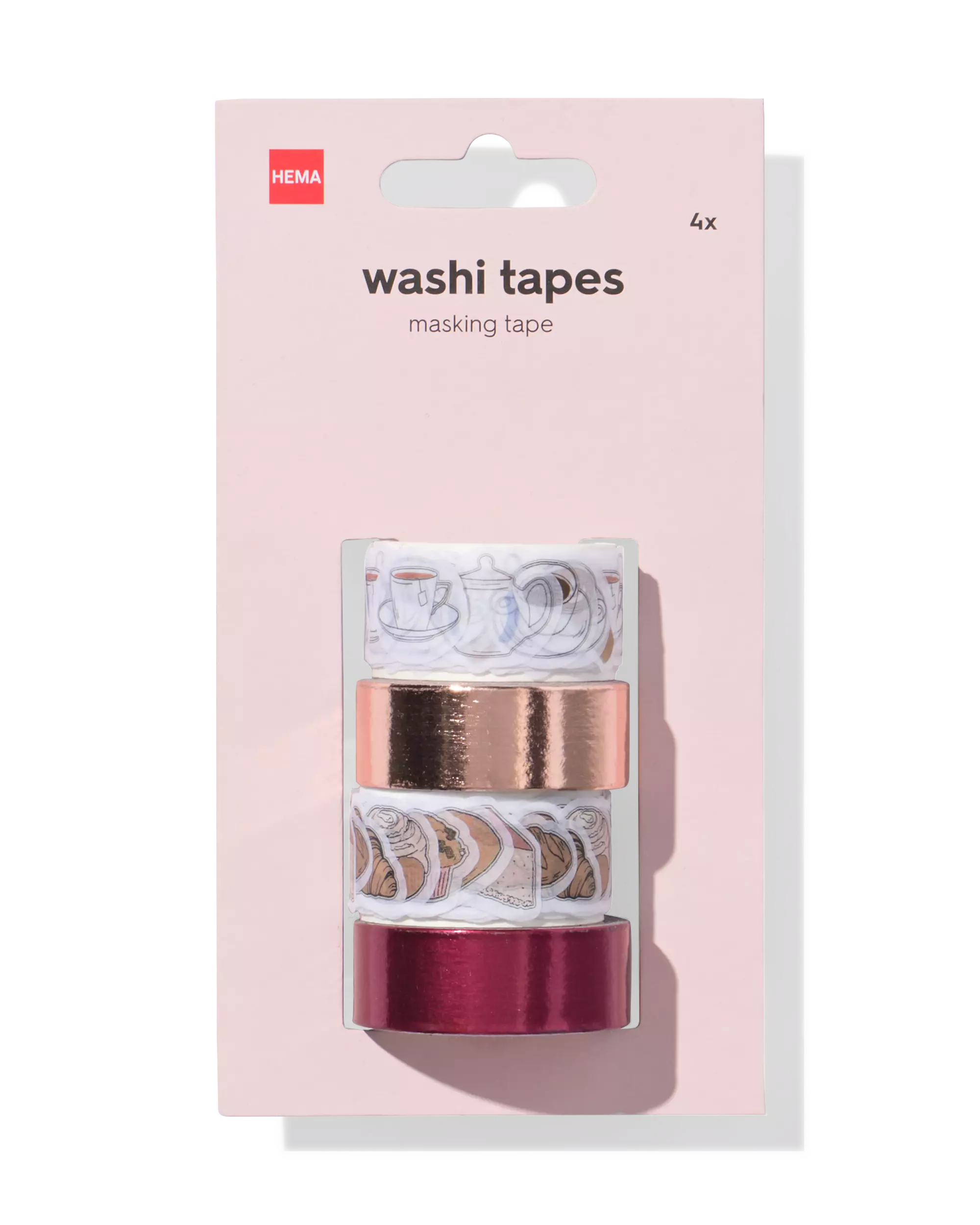 Washi Tape, 5 m × 1,5 cm – 4 Stück