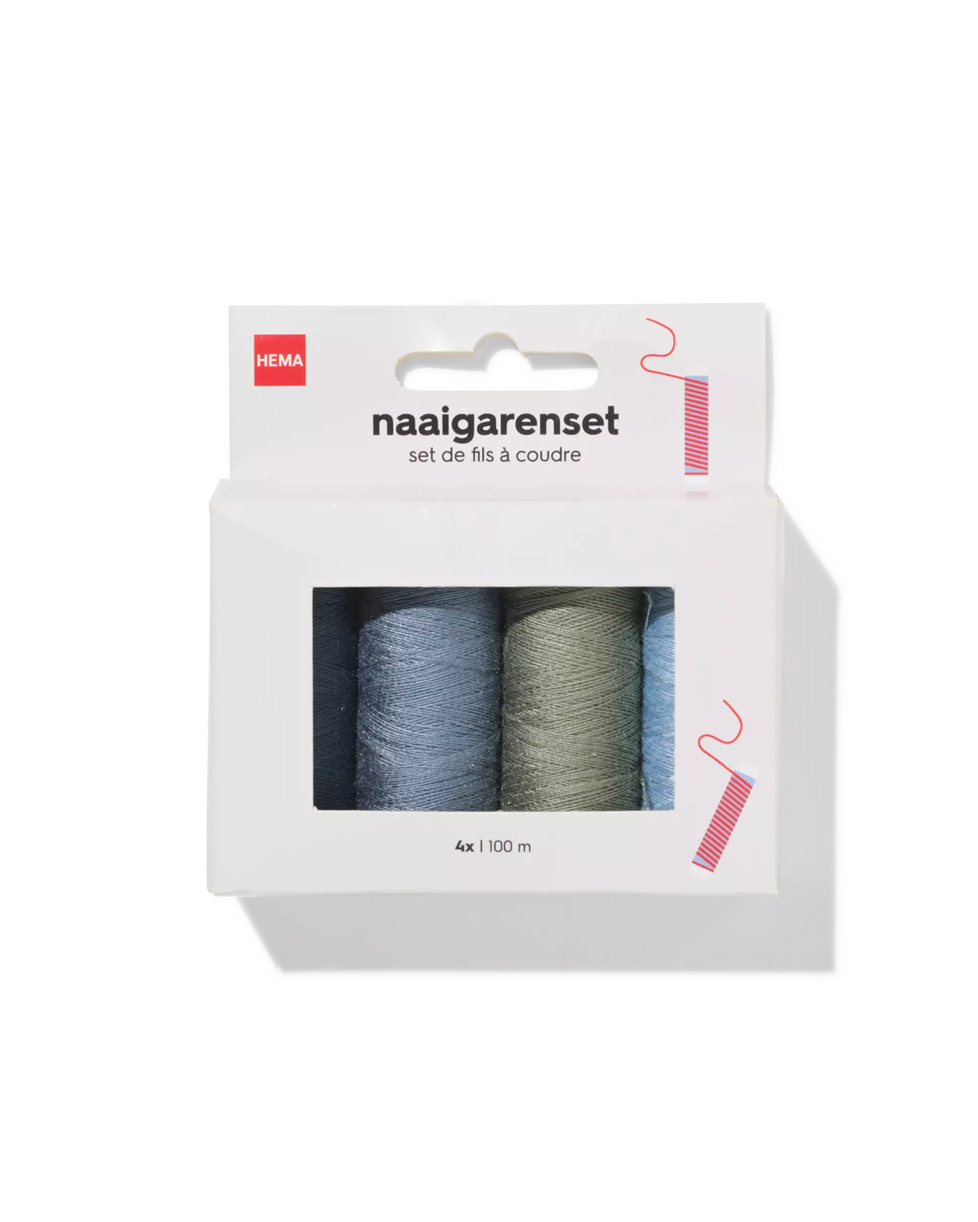 Nähgarnset 100 m, Denim – 4 Stück