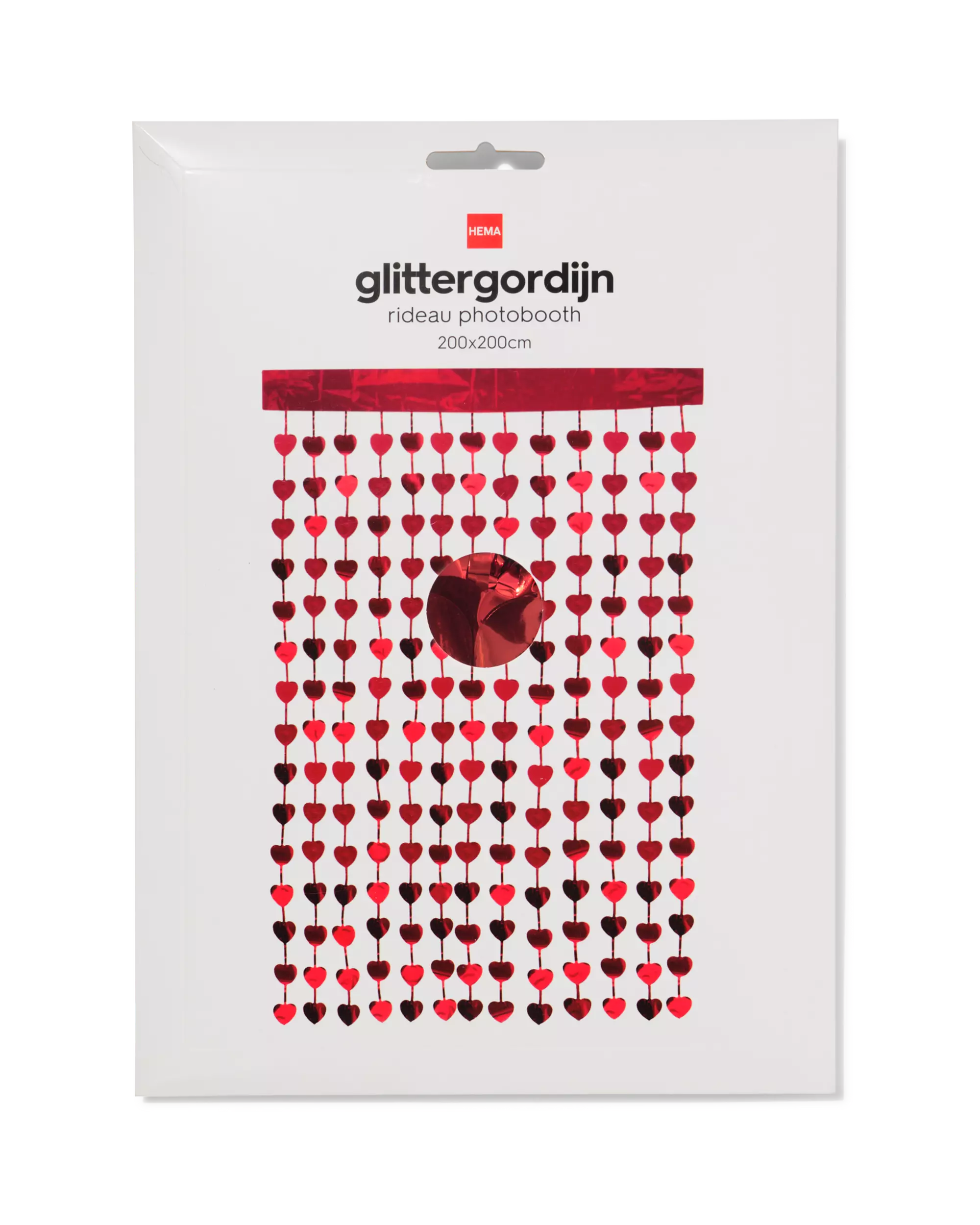 Glitzervorhang Herzen rot