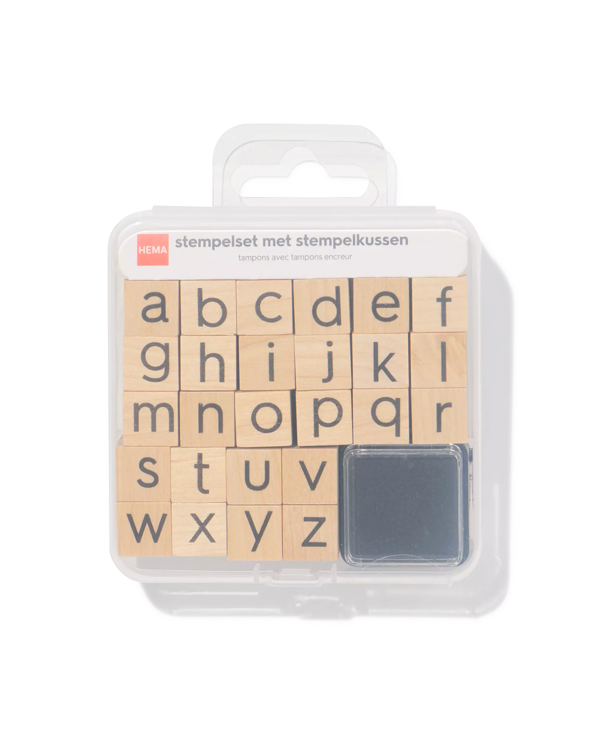 jeu de tampons alphabet avec encreur en bois