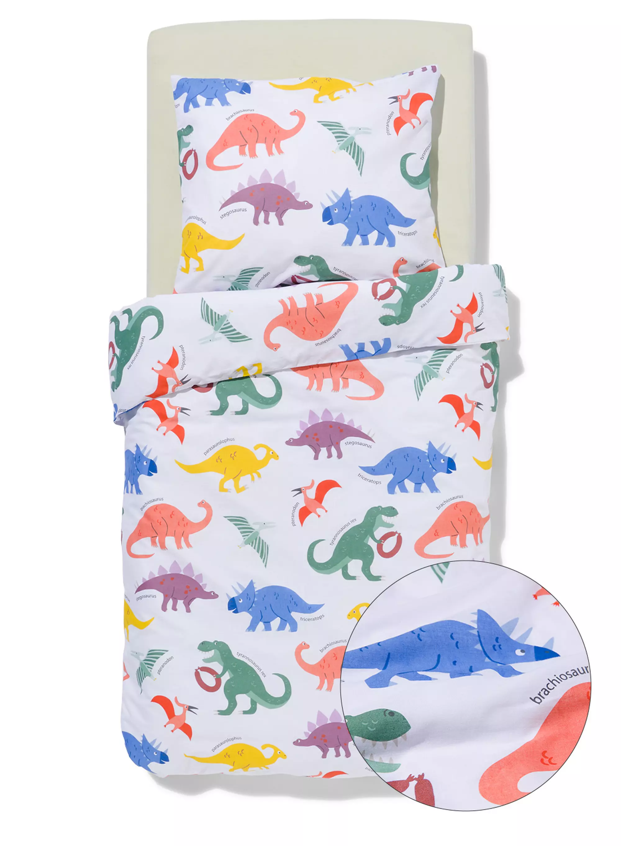 housse de couette coton doux enfant 120x150 dino