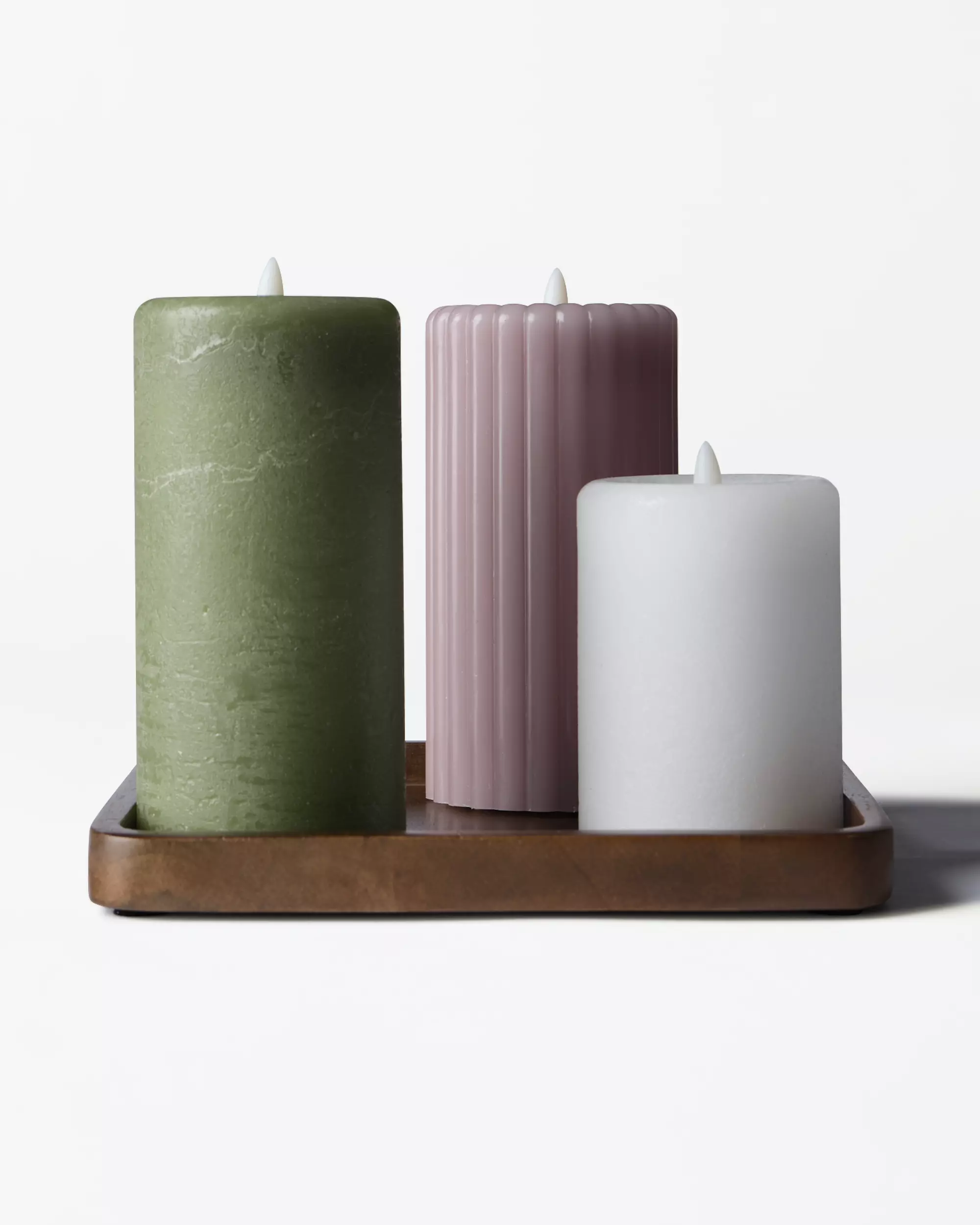 bougie cylindrique led ⌀7,5 x 15 cm nervurée naturelle