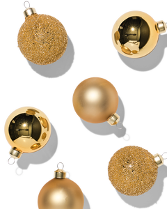 boules de Noël en verre dorées - 6 pièces