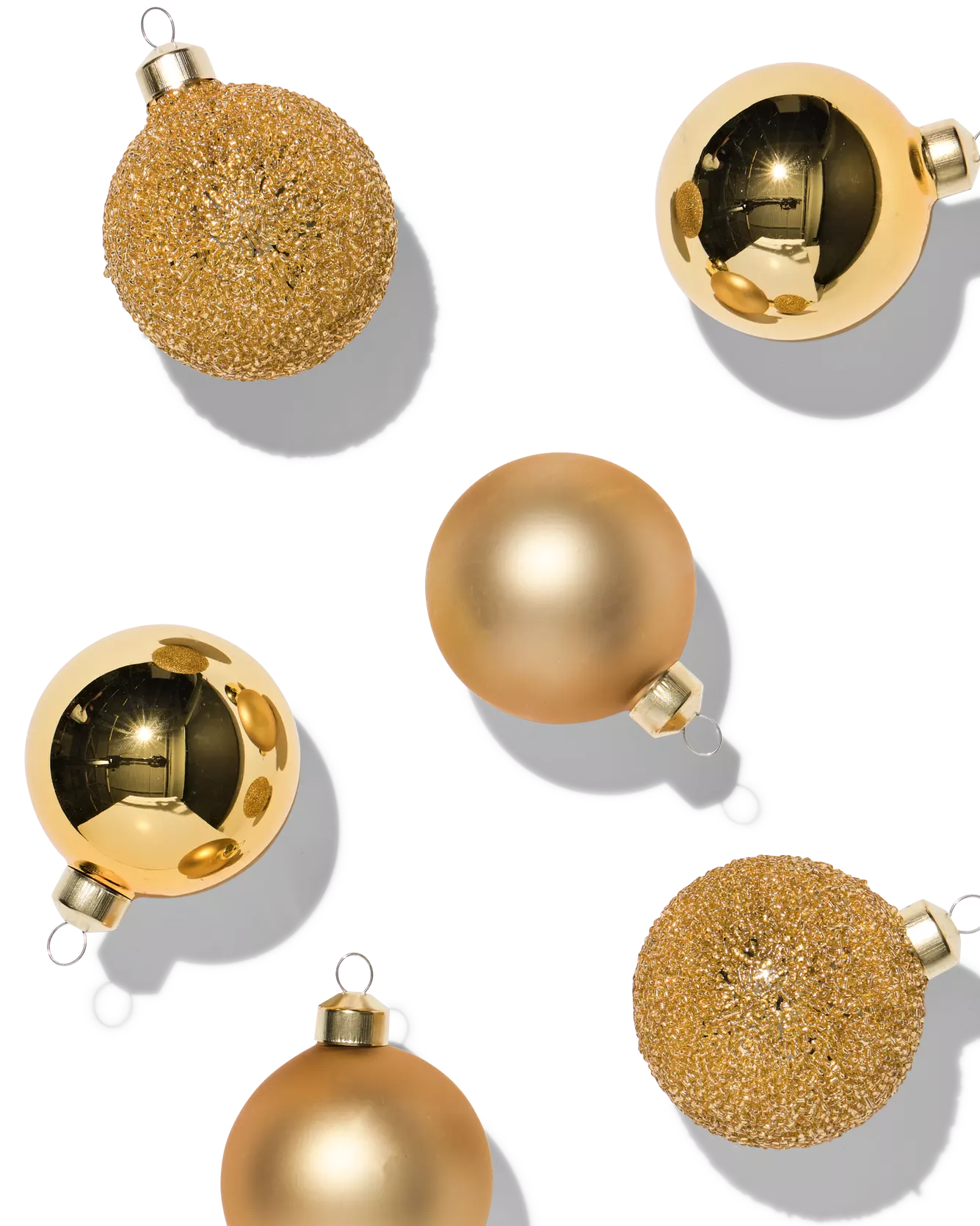boules de Noël en verre dorées - 6 pièces