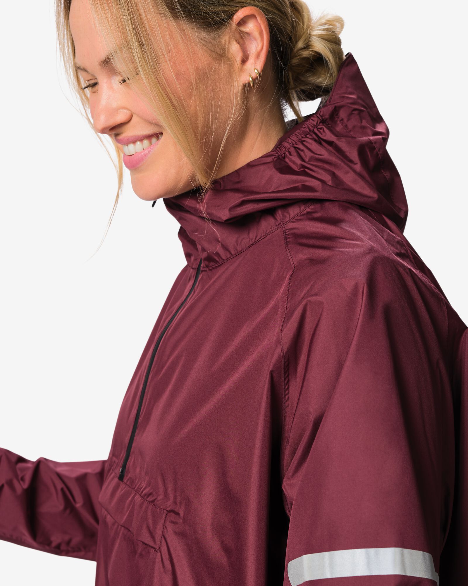 regenponcho voor volwassenen Puck  donkerrood donkerrood - 34460270DARKRED - HEMA